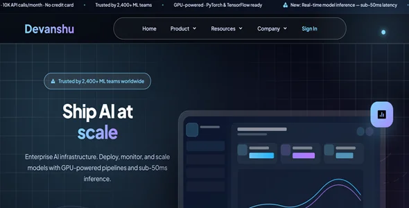 Devanshu AI Infrastructure & ML Platform HTML Template — screenshot 5