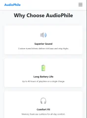 AudioPhile - Headphones Landing Page HTML Template