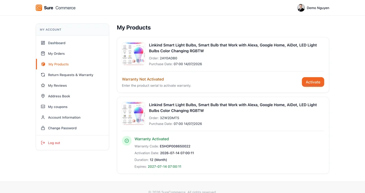 SureCommerce - eCommerce Platform & QR Warranty System — screenshot 7