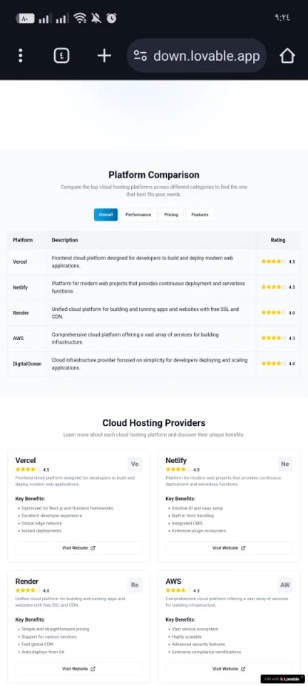 Cloud Provider Comparison Landing Page Template — screenshot 3