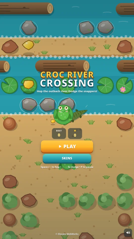 Croc River Crossing - HTML5 One-Tap Arcade Game (Source Code) — screenshot 1