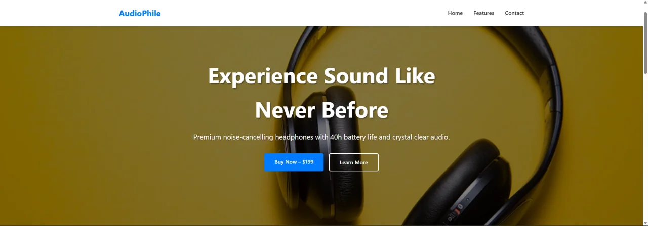 AudioPhile - Headphones Landing Page HTML Template — screenshot 1