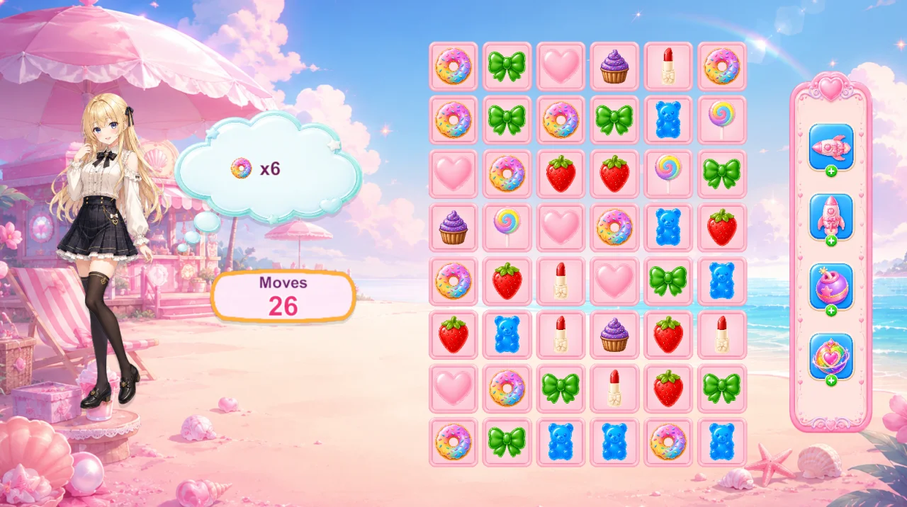 Match-3: Anime Date - Unity Source Code — screenshot 1