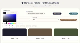 Harmonic Palette Studio Color & Font Tool