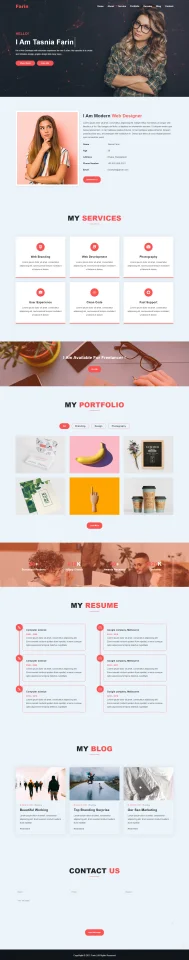 Farin Personal Portfolio Bootstrap4 Template — screenshot 1
