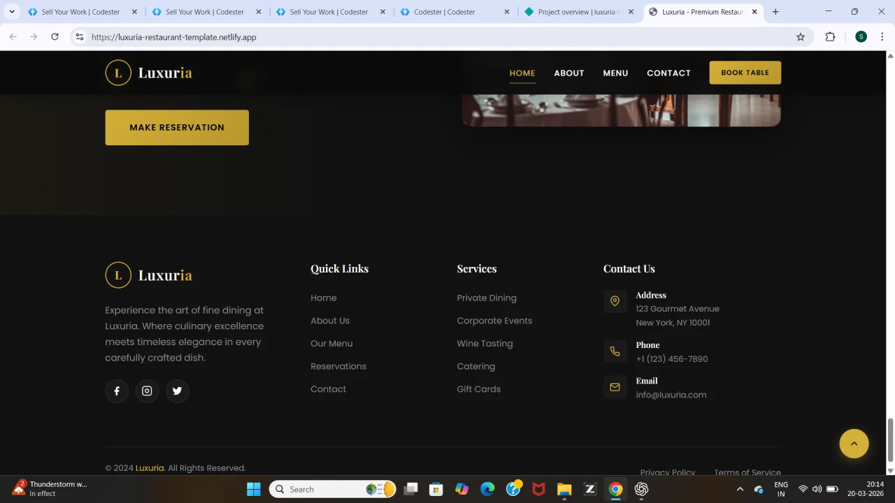 Luxuria Luxury Restaurant HTML Template — screenshot 8