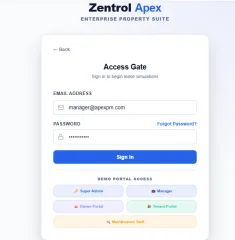 Zentrol APEX Property Management Portal