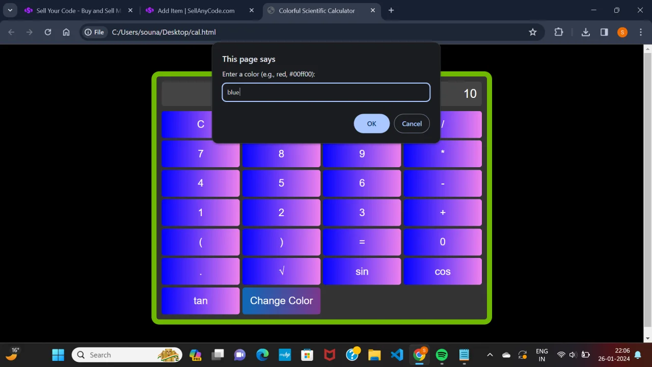 Colourful GUI Scientific Calculator — screenshot 5
