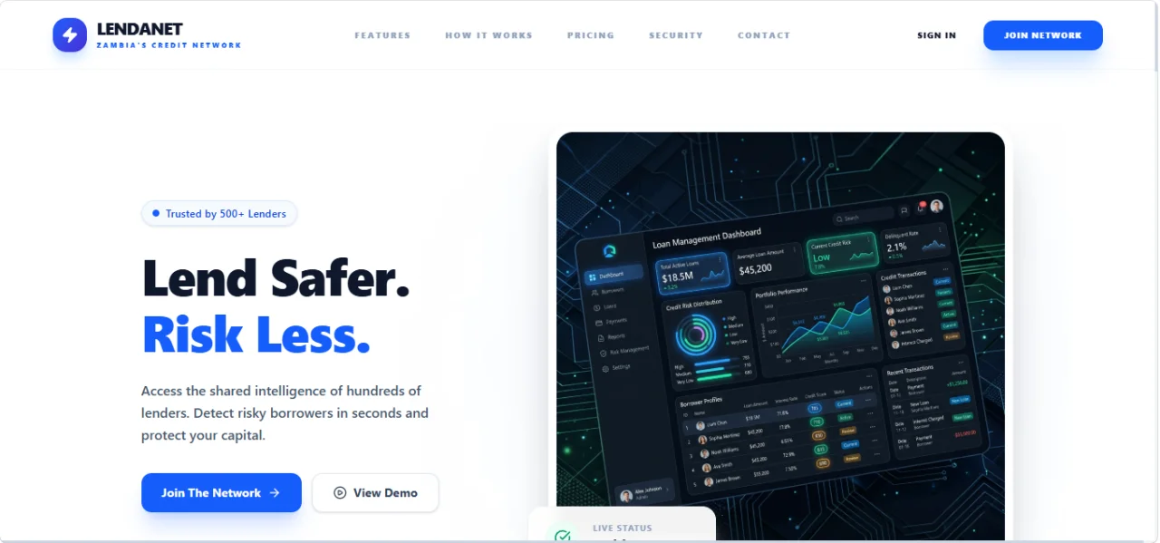 LendaNet Credit Intelligence & Loan Management Platform — screenshot 1