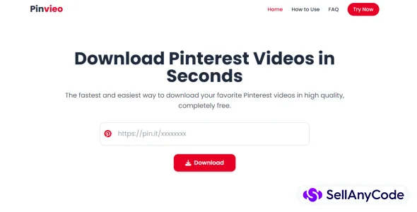 PinVieo - Pinterest Video Downloader PHP Website — cover