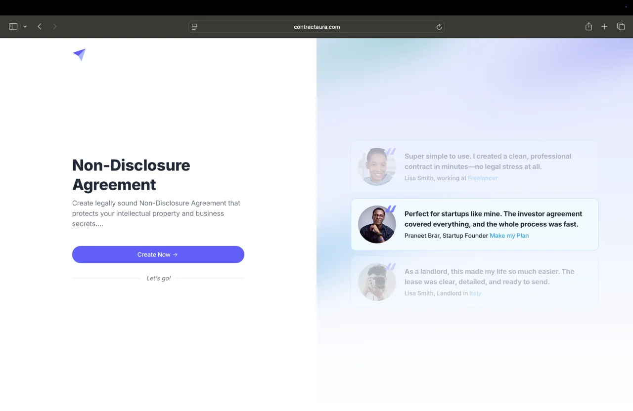 Contract Aura | Generate Legal Contracts Using AI — screenshot 2