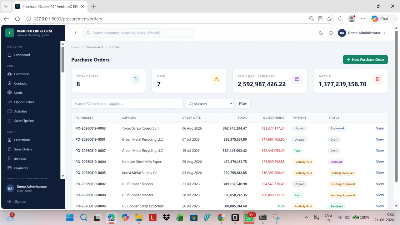 VentureX ERP & CRM AI-Powered Business Operating System — screenshot 3