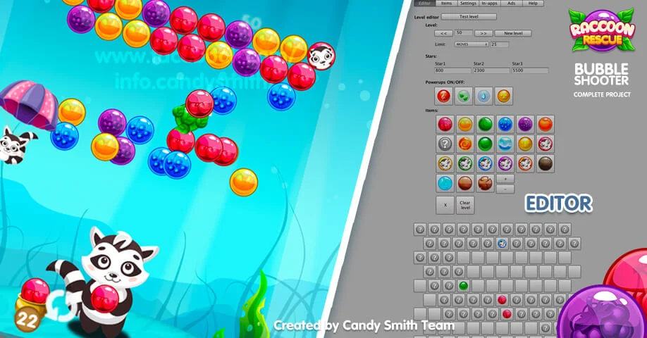 Bubble Shooter Raccoon Rescue + Editor — screenshot 2
