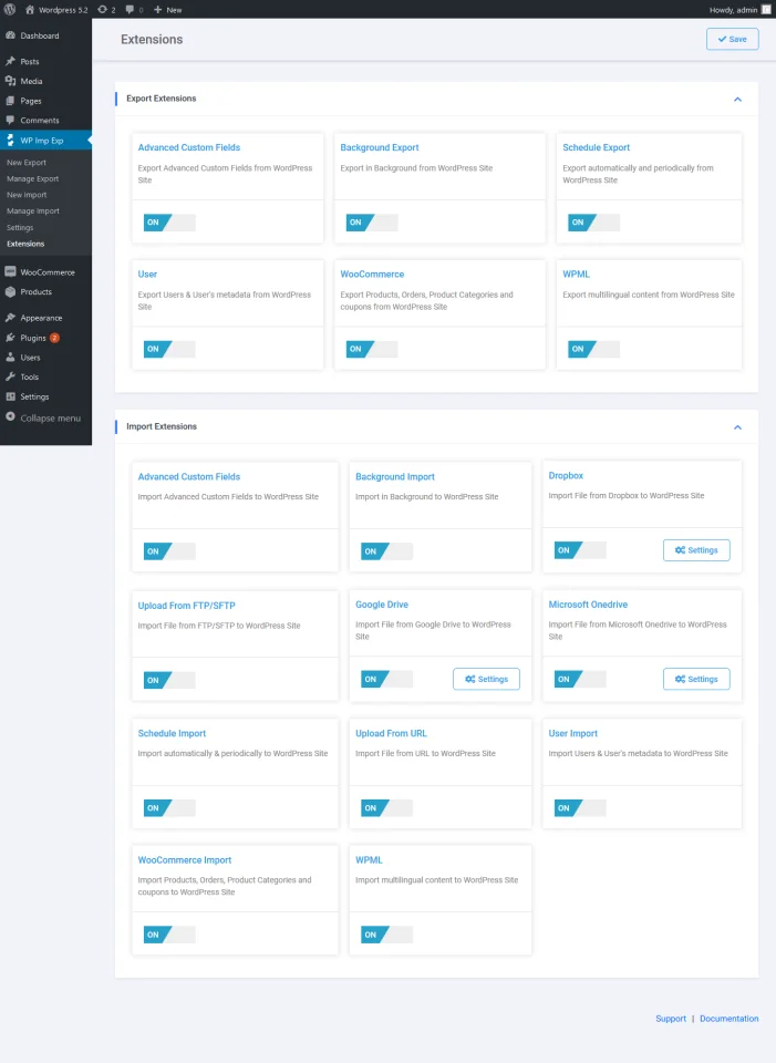 WP Import Export — screenshot 4