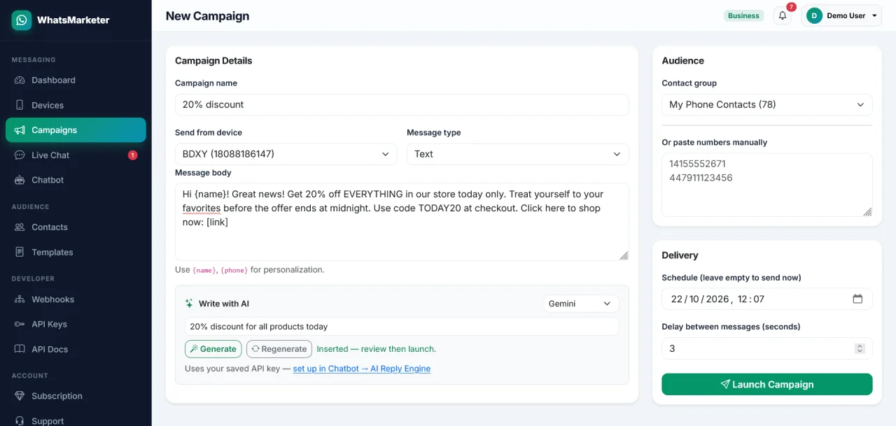WhatsMarketer - Laravel WhatsApp marketing SaaS — screenshot 3