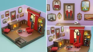 Low Poly Cartoon Profession Rooms