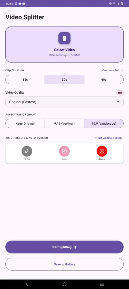 Video Splitter Pro - Android App Source Code — screenshot 4