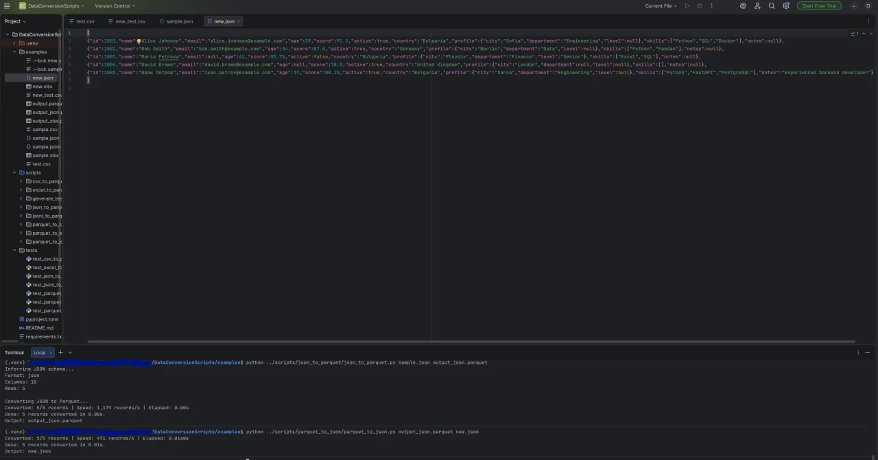 Parquet Conversion CSV, Excel, JSON & JSONL — screenshot 7