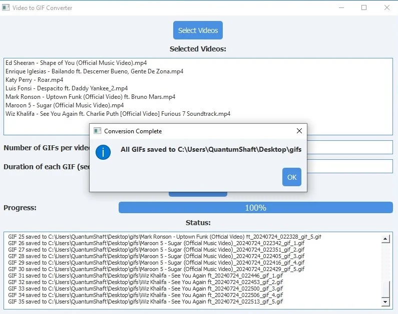Unlimited Batch Video to GIFs Converter — screenshot 3