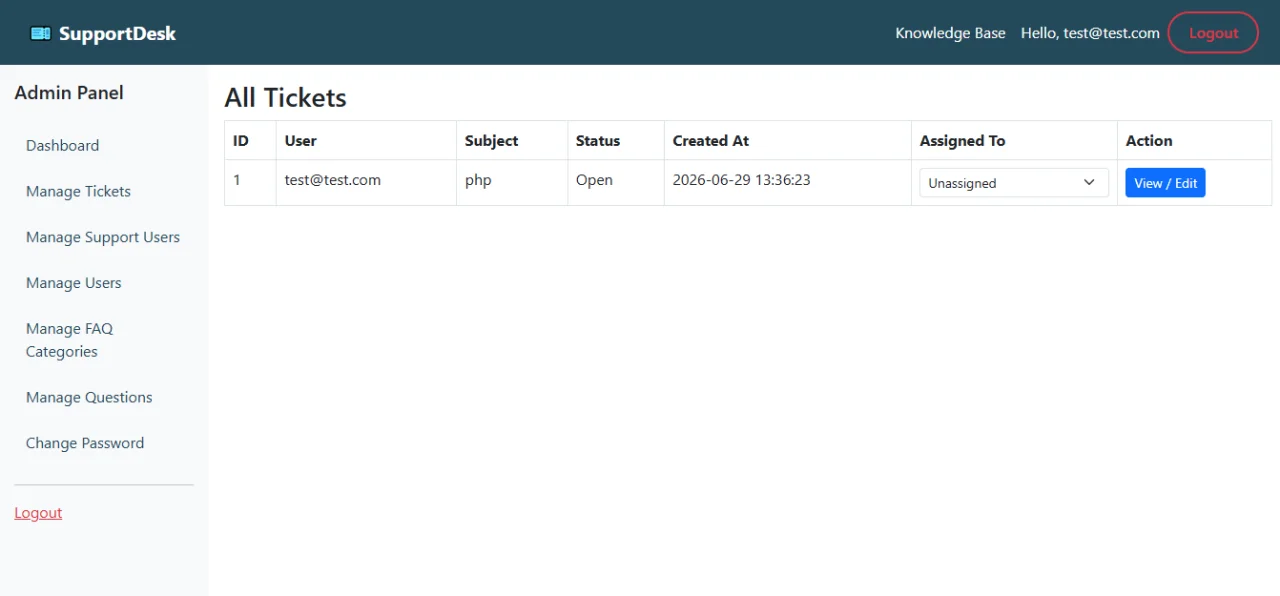 Ultimate PHP Ticket Support System with Admin & User Dashboards — screenshot 4