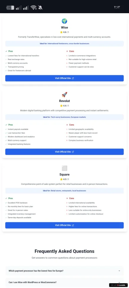 PayPro Comparison Modern Payment Processor Landing Page — screenshot 3