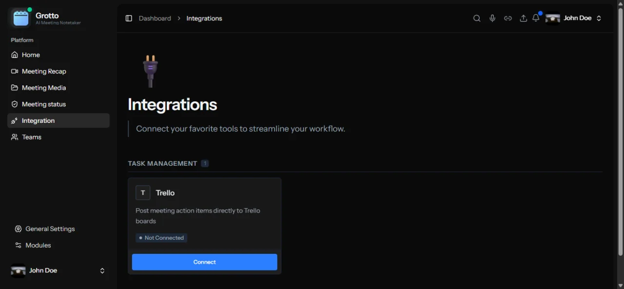 Grotto - AI Meeting Notetaker and Summarizer Platform — screenshot 3