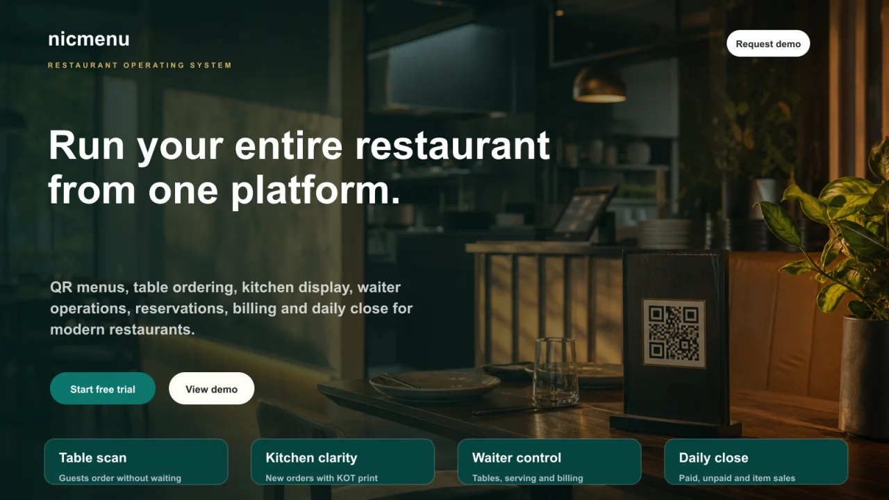 Nicmenu - QR Menu & Table Ordering SaaS — screenshot 1