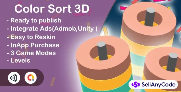 Color Sort 3D (Unity Complete+AdMob+Android+iOS)