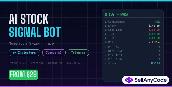 AI Stock Signal Bot - Python Trading Signals with Claude AI & Telegram