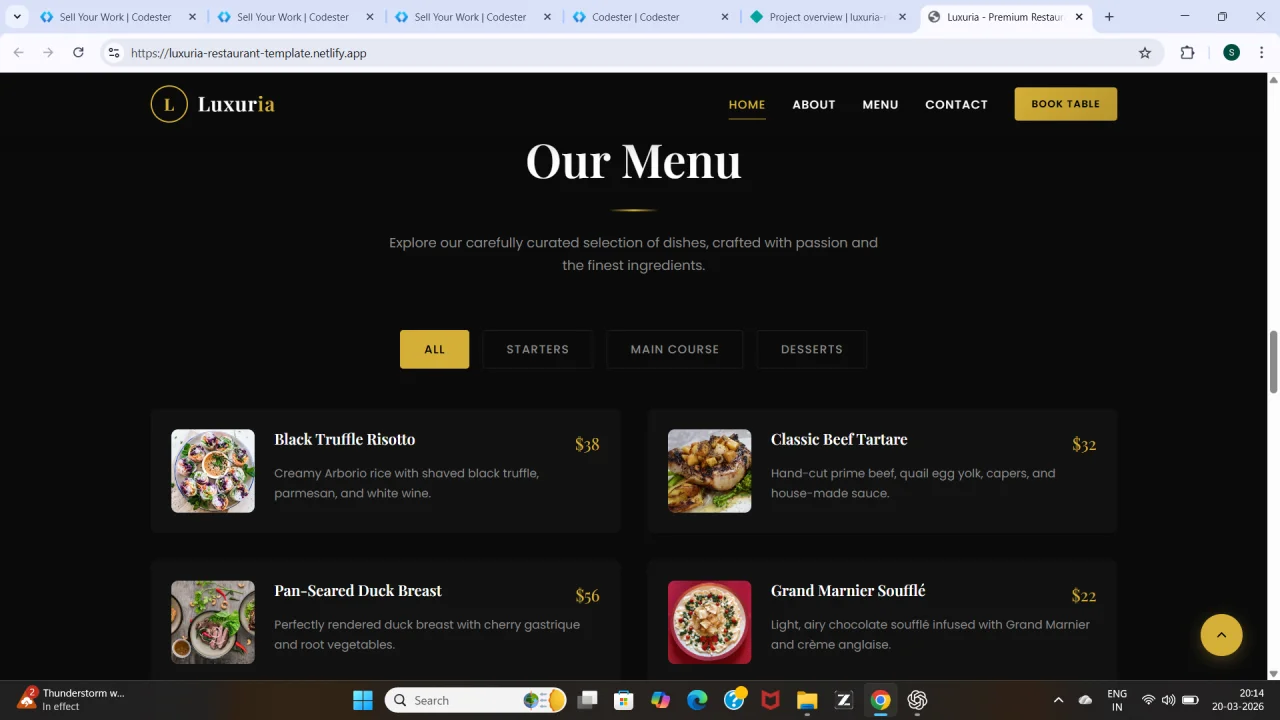 Luxuria Luxury Restaurant HTML Template — screenshot 4