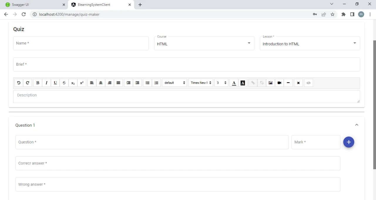 E-Learning Web Application Using Asp.net Core Web API and Angular — screenshot 9