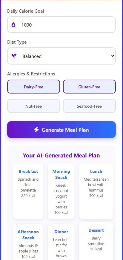 Smart Meal Planner — screenshot 2