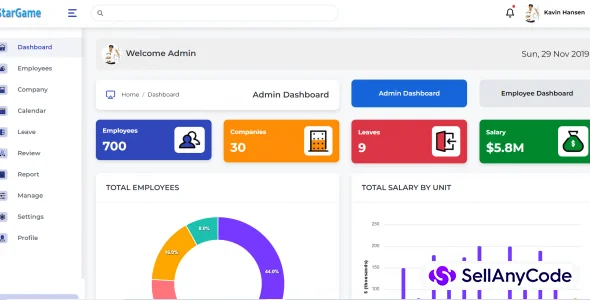 Dashboard - Human Resources Management in HTML