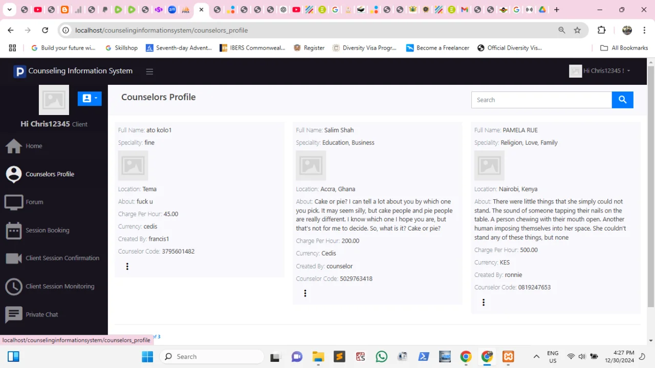 Counselling Information System — screenshot 3