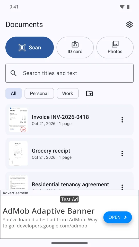 PDF Document Scanner Android + iOS — screenshot 1