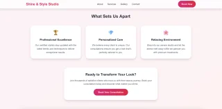 Shine & Style Elegant Next.js Template for Beauty Studios
