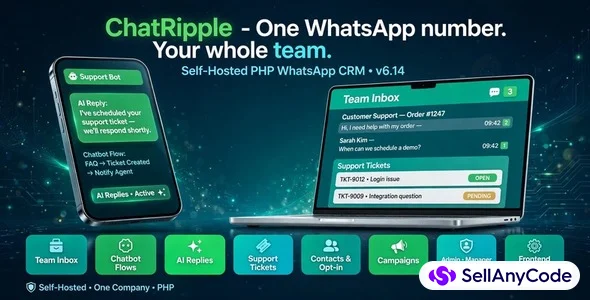 ChatRipple - PHP WhatsApp CRM for Teams, Campaigns & Tickets — cover