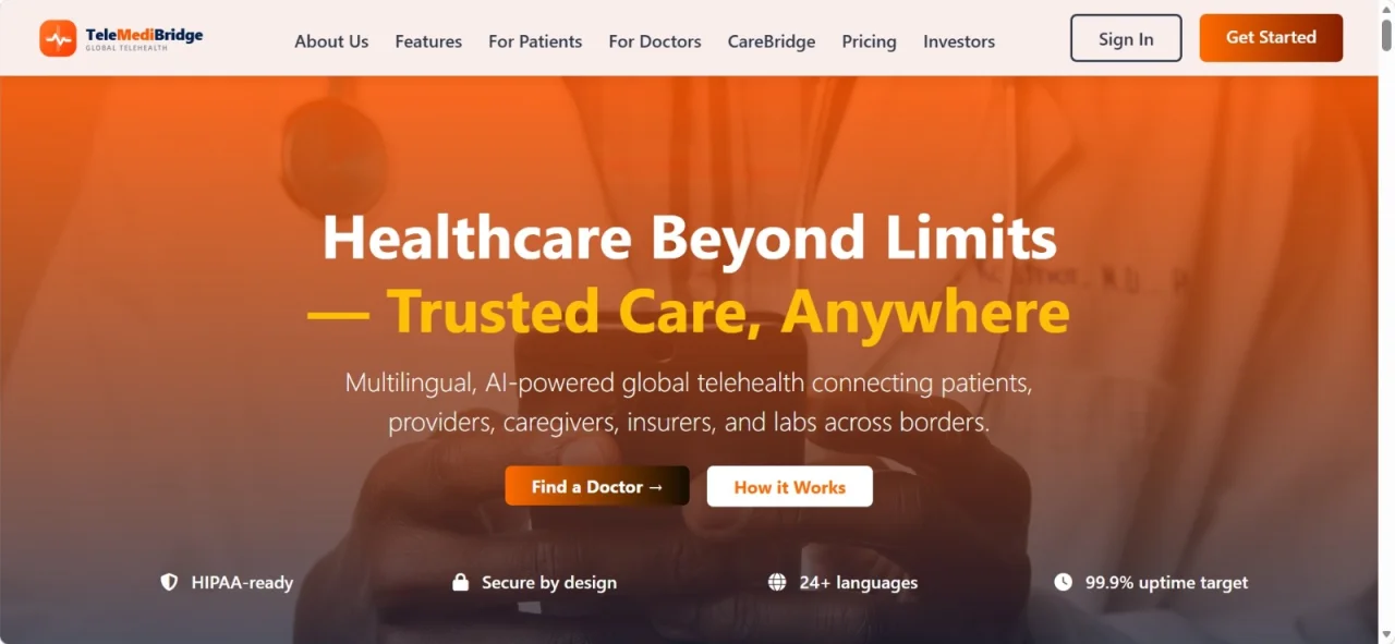 TeleMediBridge Telehealth & Remote Care Management Platform — screenshot 1