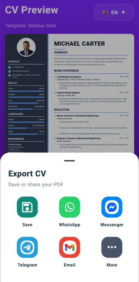 Professional CV Resume Builder Android App with PDF Export and AdMob — screenshot 6