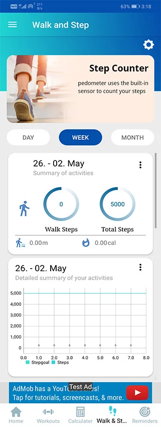 Workout Manager & Health Calculator for Fitness (Water Medicine Reminder & Pedometer) — screenshot 6