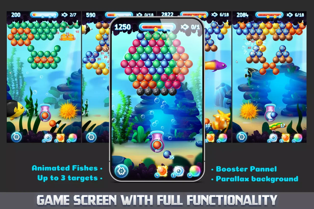 MK Bubble Shooter Kit Underwater Pop Game Template — screenshot 2