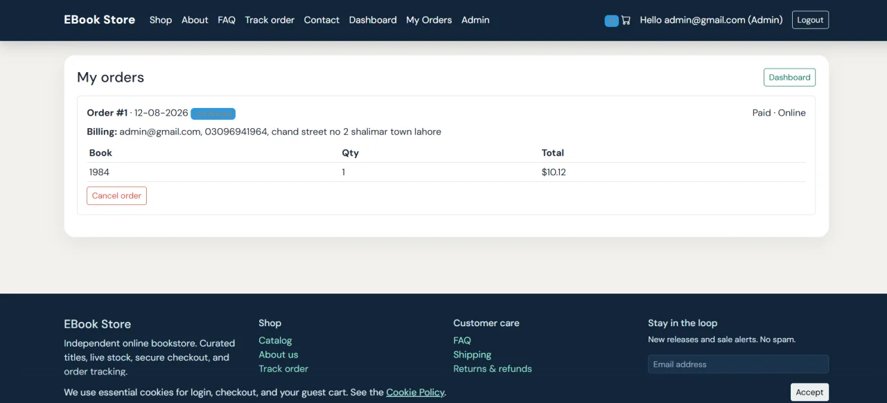 ASP.NET Core MVC E-Commerce Bookstore — screenshot 4
