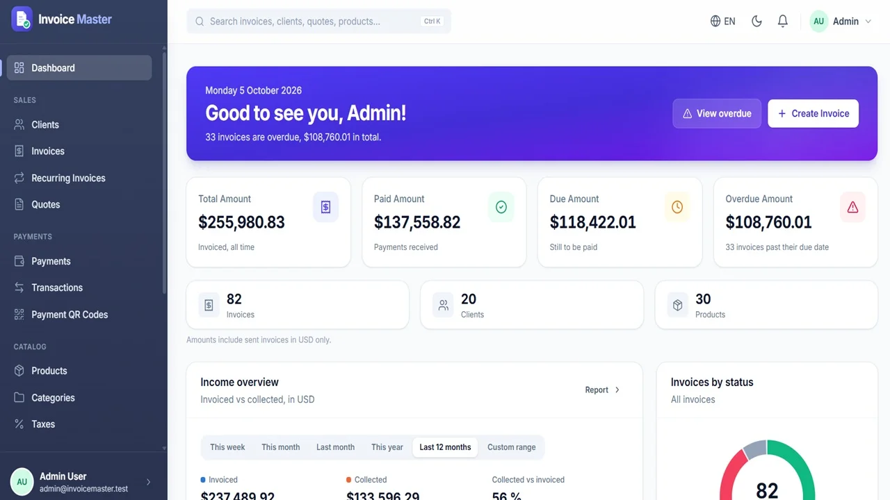 Invoice Master - Laravel Invoice, Quote Payment Management System — screenshot 1