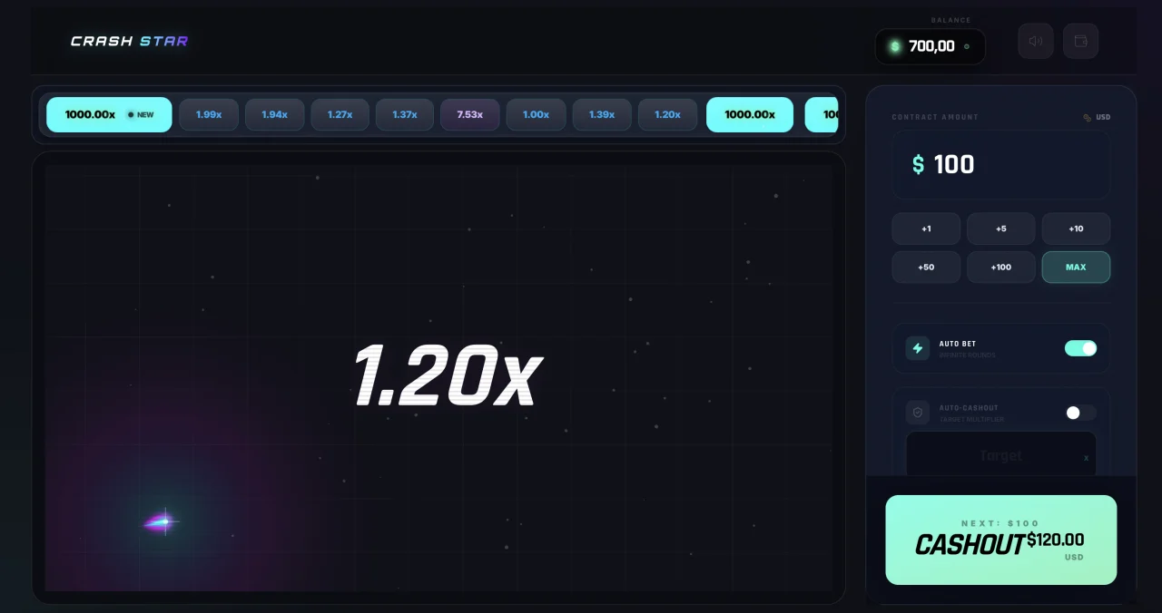 Professional Crash Game Engine React 18, Vite & Tailwind CSS — screenshot 1