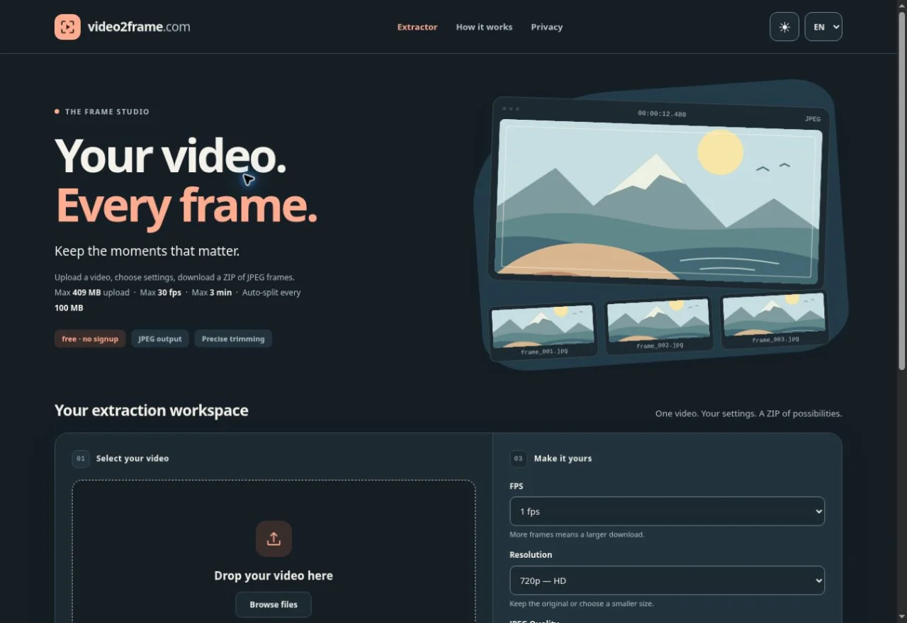 Frame Studio - PHP Laravel Video Frame Extractor with Docker — screenshot 2