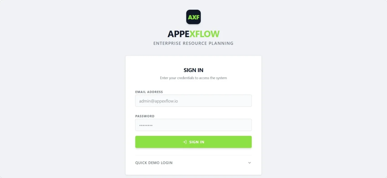 AppeXFlow ERP Modern Industrial Enterprise Resource Planning — screenshot 1