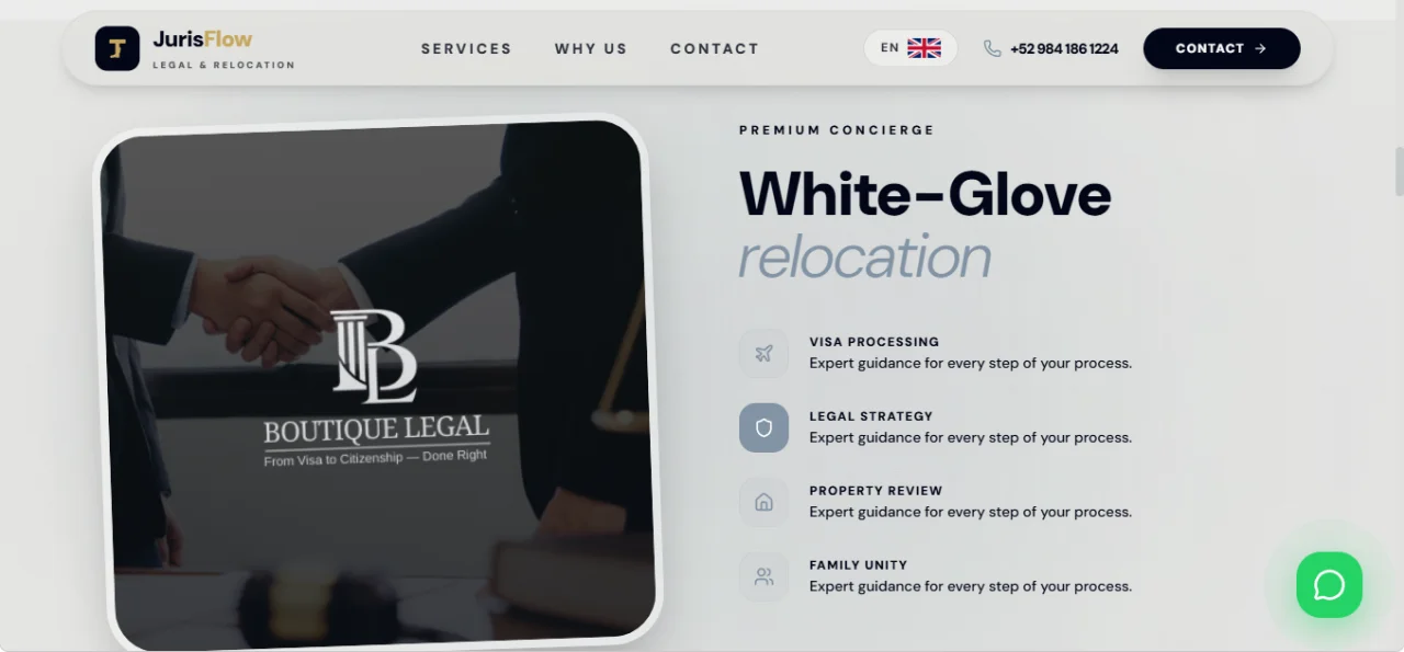JurisFlow Legal - Premium Corporate & Relocation Law Landing Page — screenshot 5