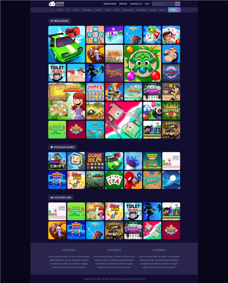 CloudArcade - HTML5 / Web Game Portal CMS — screenshot 1