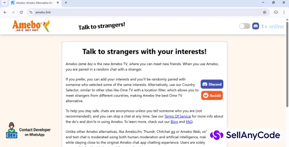Amebo Talk to Strangers Script Omegle & Uhmegle Alternative