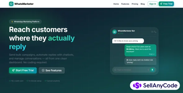 WhatsMarketer - Laravel WhatsApp marketing SaaS — cover